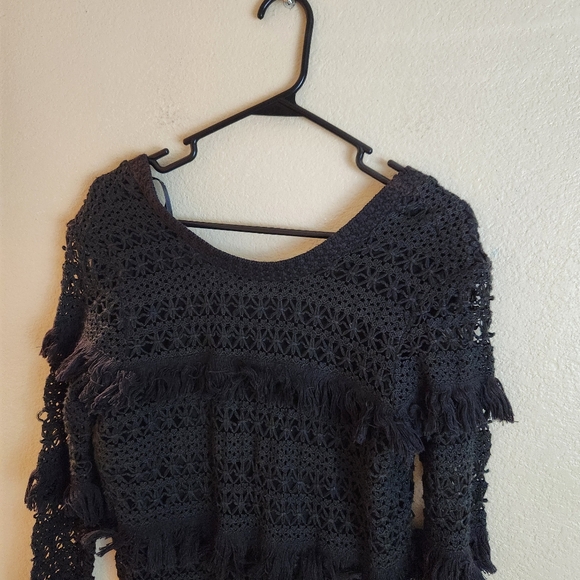 Volcom Stone Row Black Tiered Crochet Witchy Goth Dress - Picture 5 of 7